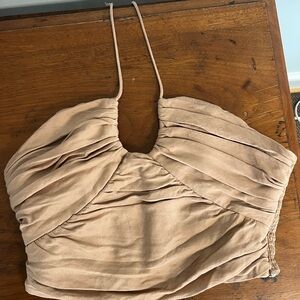 Zara Tan Ruched Camisole Top